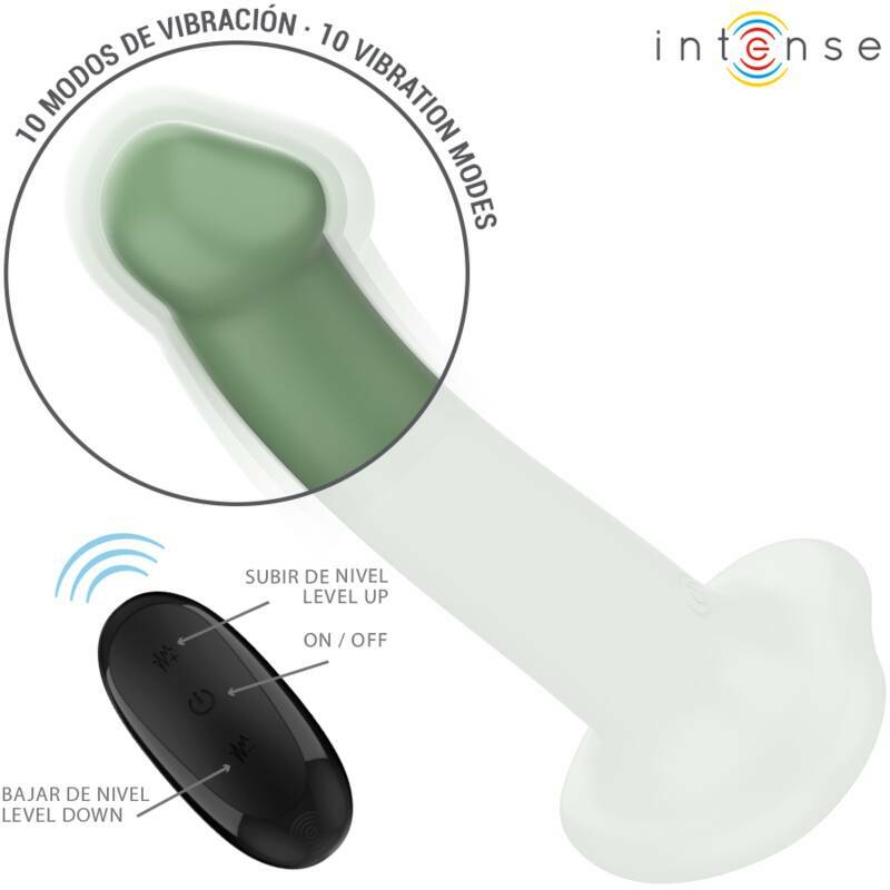 INTENSE - BECCA VIBRATOR WITH SUCTION CUP 10 VIBRATIONS GREEN REMOTE CONTROL