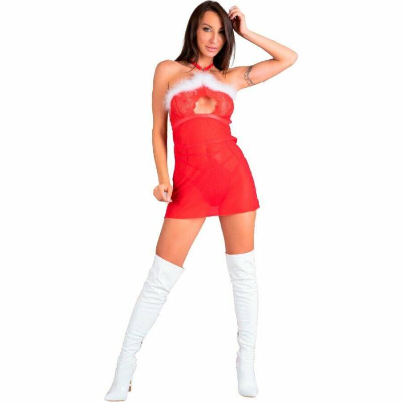 LIVCO CORSETTI FASHION - SANTAS CANDY LC 90722 CHRISTMAS CHEMISE + THONG L/XL