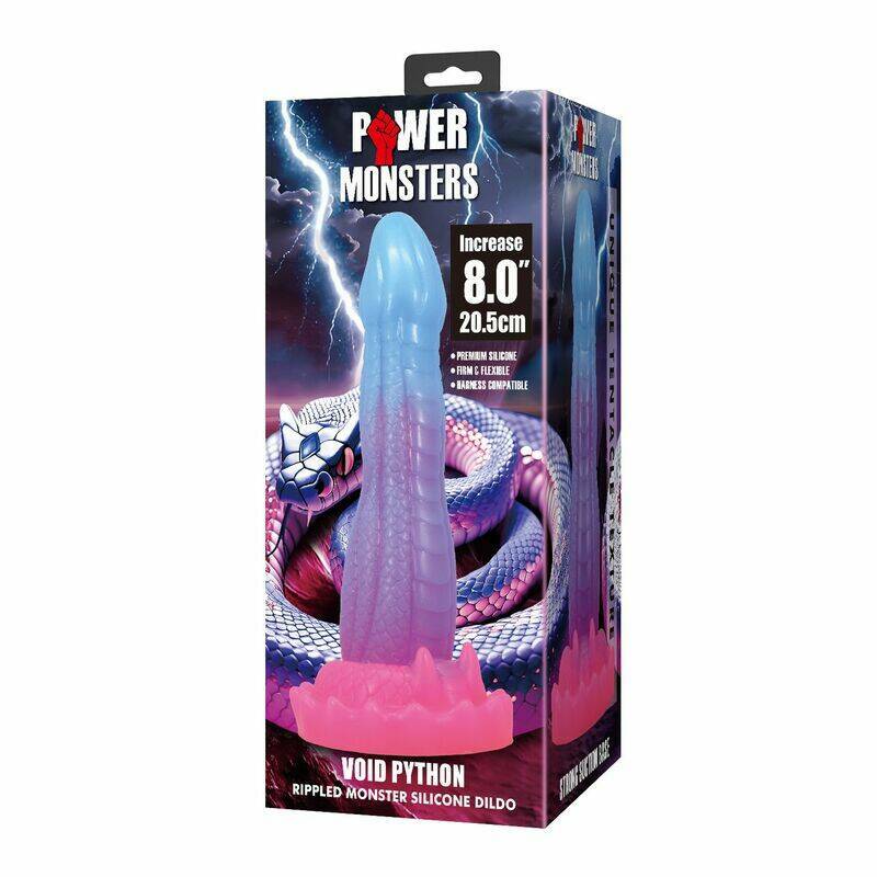 POWER MONSTERS - VOID PYTHON FANTASY DILDO WITH SUCTION CUP 20.5 CM Ø 5.2 CM BLUE, PURPLE & PINK