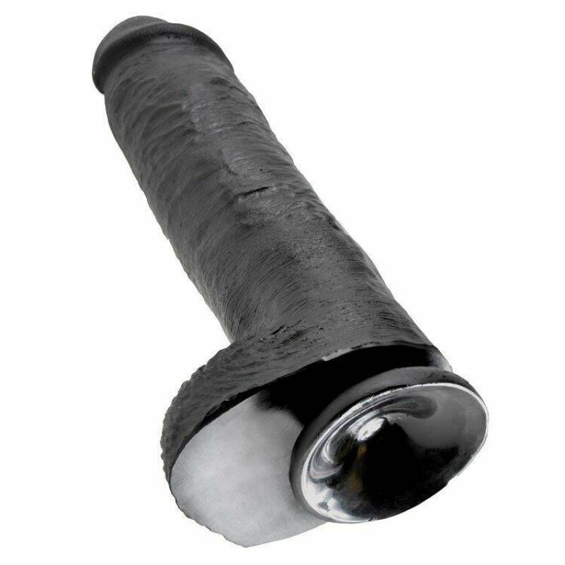 KING COCK - DILDO BLACK WITH BALLS 28 CM