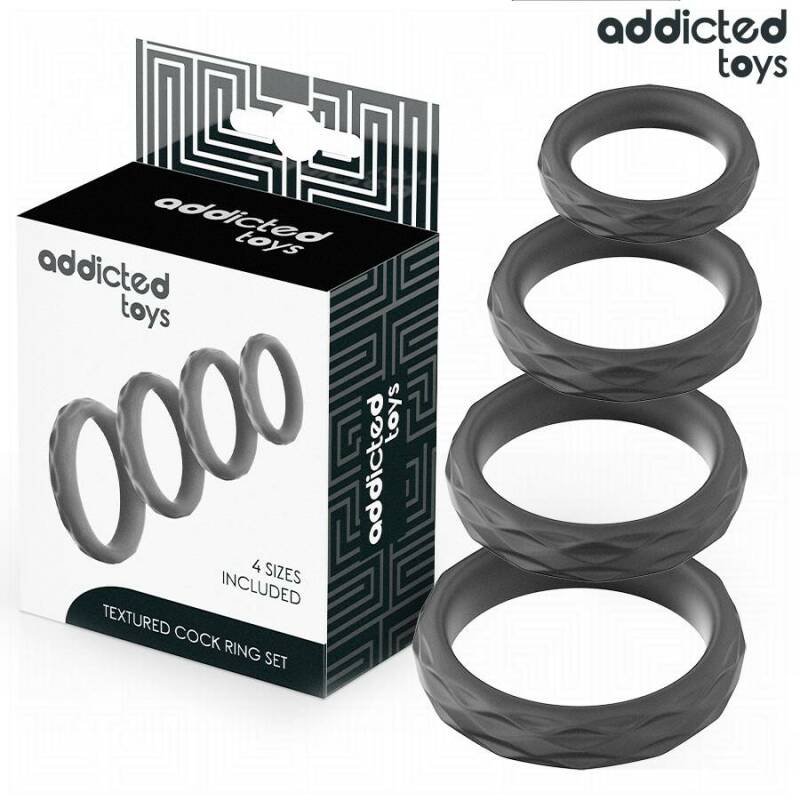 ADDICTED TOYS - TEXTURED COCK RING SET 4 SIZES