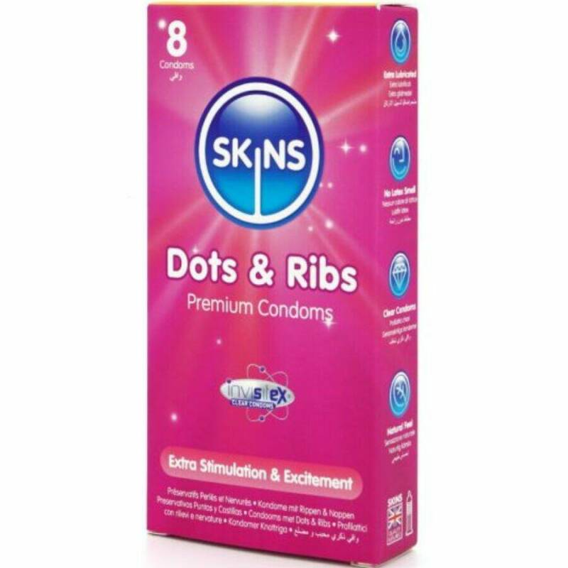SKINS - DOTS & RIBS PREMIUM CONDOMS PACK 8