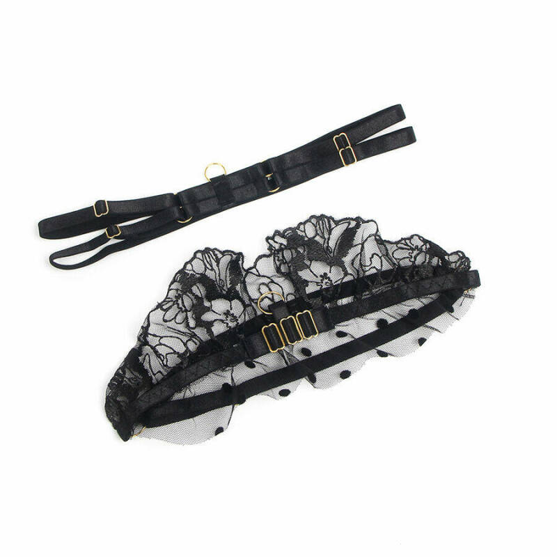 SUBBLIME - 957490 LACE BRA AND GARTER SET  BLACK L/XL