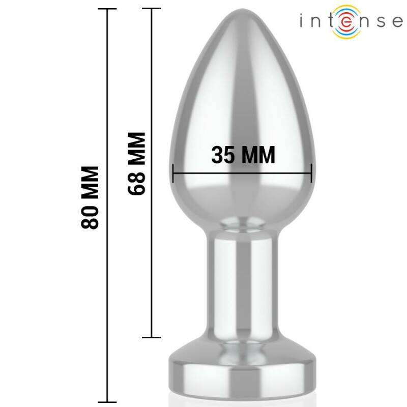 INTENSE - VIBRATING METAL ANAL PLUG WITH LED LIGHTS AND REMOTE CONTROL - SIZE S
