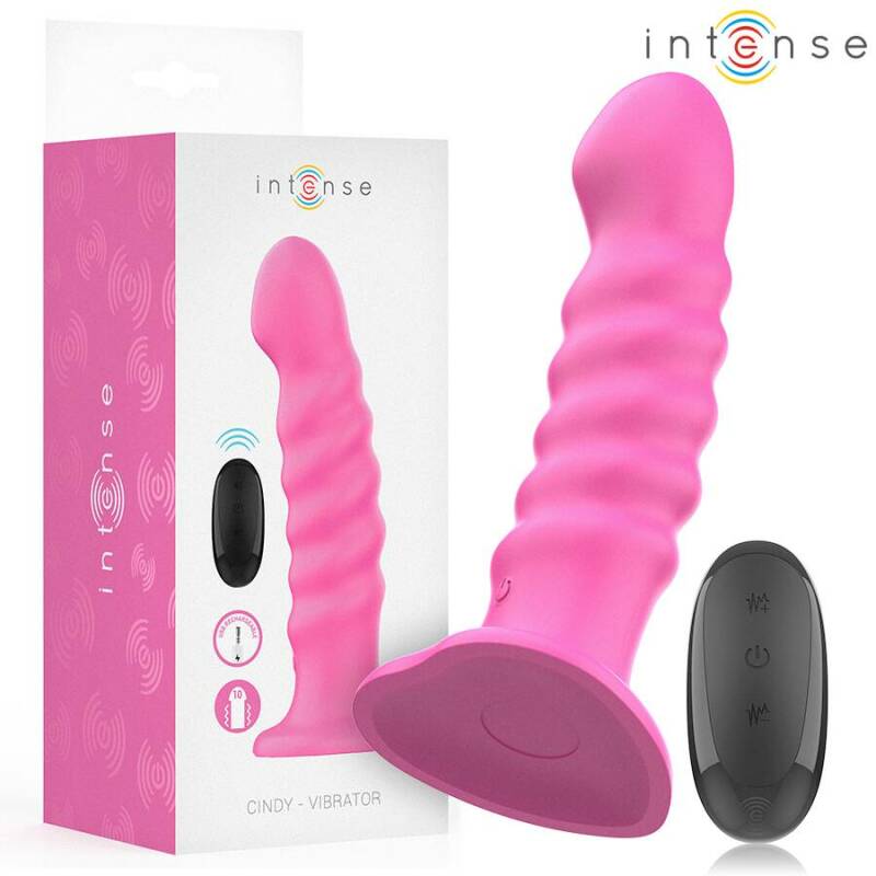 INTENSE - CINDY VIBRATOR SIZE L SPIRAL DESIGN 10 VIBRATIONS PINK REMOTE CONTROL