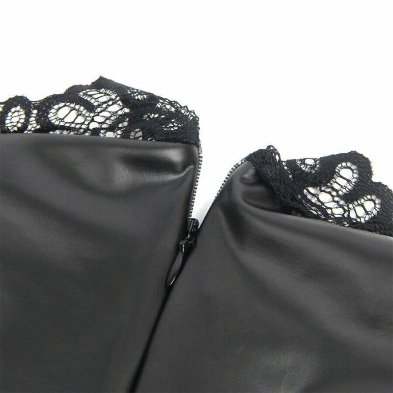 SUBBLIME - 957544 LACE COLLAR LEATHER DRESS BLACK S/M