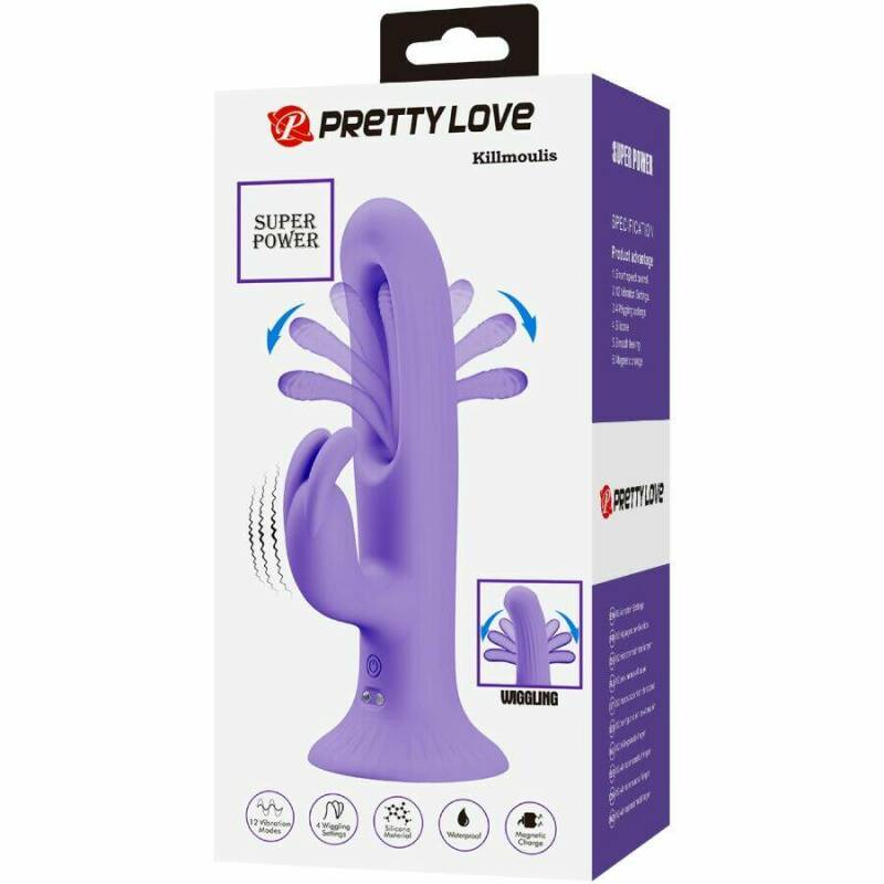 PRETTY LOVE - KILLMOULIS RABBIT VIBRATOR 12 VIBRATION MODES PURPLE