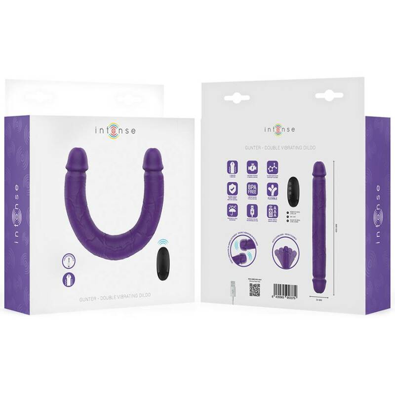 INTENSE - GUNTER DILDO DOUBLE VIBRATOR 40 CM PURPLE REMOTE CONTROL