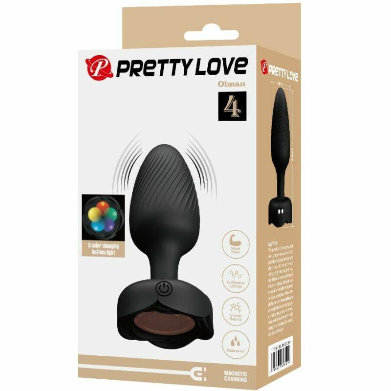 PRETTY LOVE - OLMAN ANAL PLUG WITH  LED LIGHT BLACK 8.8 CM