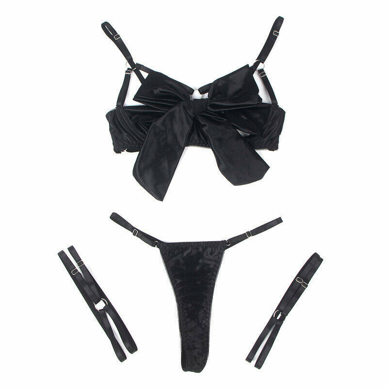 SUBBLIME - 955205 BRA SET WITH ADJUSTABLE BLACK BOW L/XL