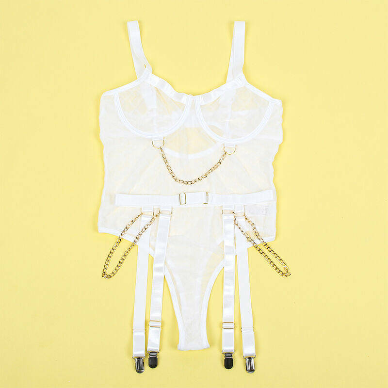 SUBBLIME - 954284 BODY WITH CHAINS + GARTER BELT WHITE S/M