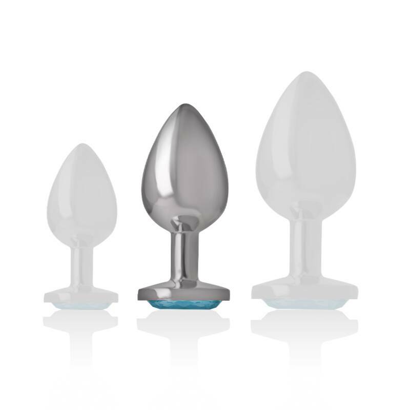 INTENSE - ALUMINUM METAL ANAL PLUG WITH BLUE GLASS SIZE M