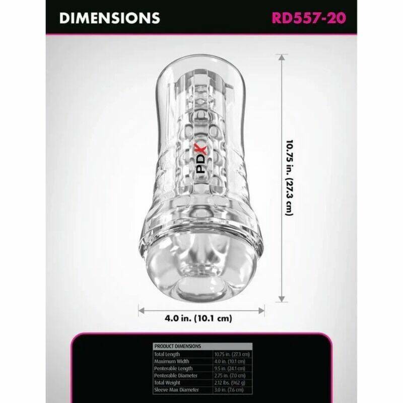 PDX ELITE - VIEWTUBE PLUS SEE-THRU EZ-GRIP TRANSPARENT STROKER 21 CM