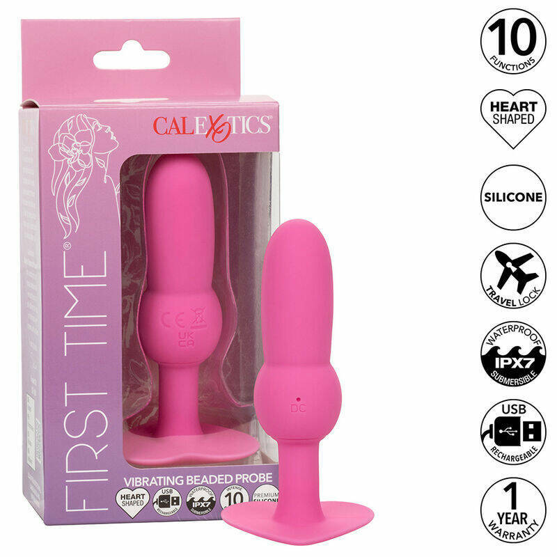 CALEXOTICS - FIRST TIME ANAL PLUG BEADED PROBE 10 VIBRATIONS PINK