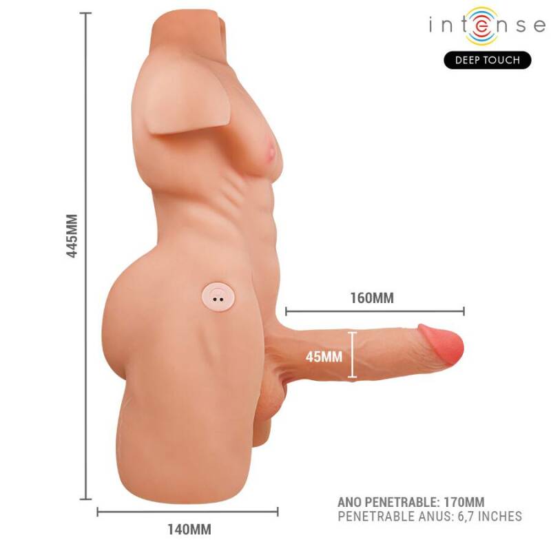 INTENSE DEEP TOUCH - MARTY TORSO WITH ANUS AND REALISTIC DILDO WITH PUSHING AND VIBRATION, REMOTE CONTROL, 6.2 KG