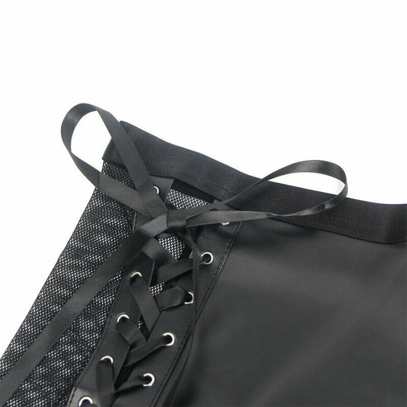 SUBBLIME - 957599 LEATHER BRA AND SKIRT SET BLACK L/XL