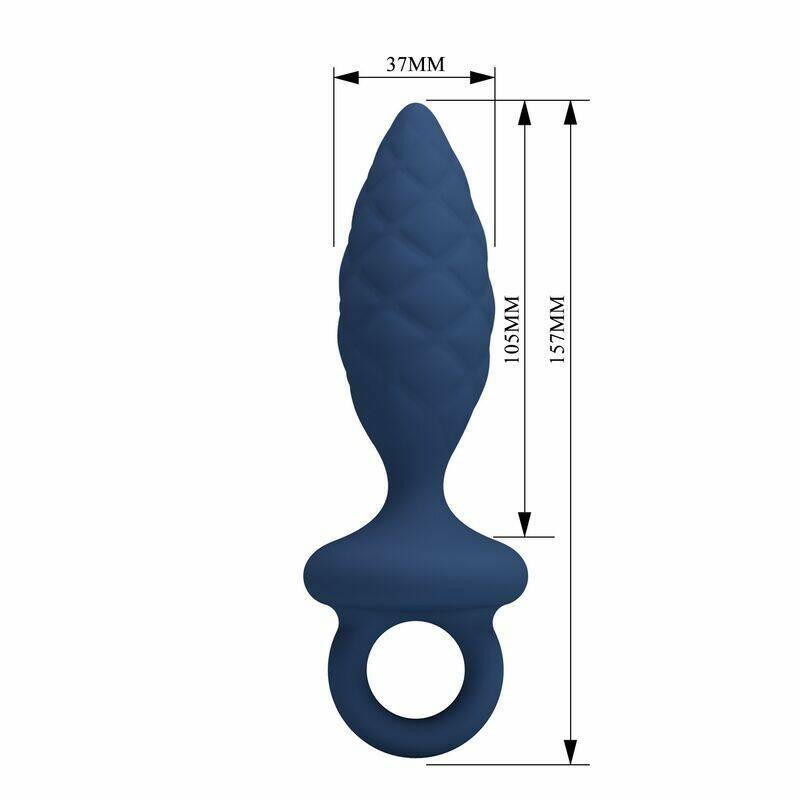MR PLAY - TEXTURED ANAL PLUG WITH RING BLUE L