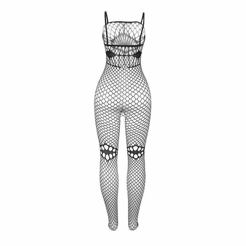 SUBBLIME - 952112 FISHNET BODYSTOCKING WITH DETAILS ON THE CHEST AND BELLY BLACK ONE SIZE