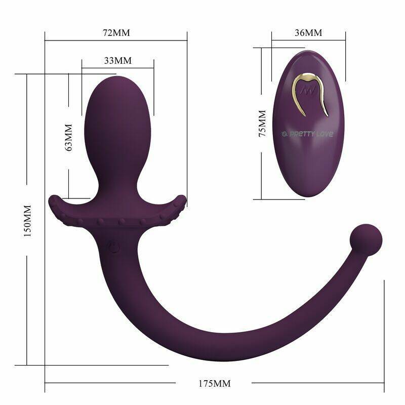 PRETTY LOVE - LIOEA VIBRATING ANAL PLUG WITH TAIL 12 FUNCTIONS PURPLE REMOTE CONTROL
