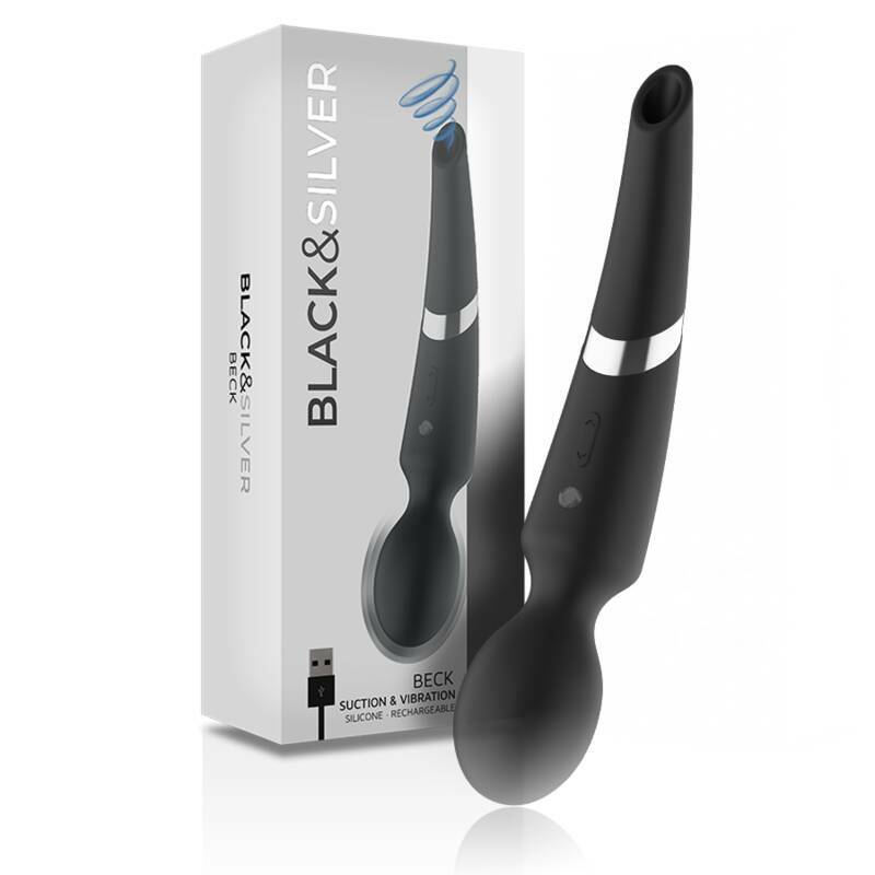 BLACK&SILVER - BECK WAND AND SUCTION CUP 2 IN 1 SILICONE
