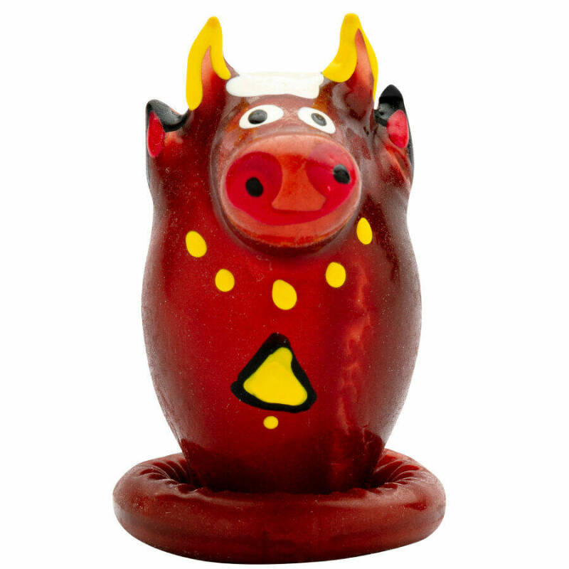 CONDOMERIE - HANDPAINTED NOVELTY CONDOMS BULL MODEL 1