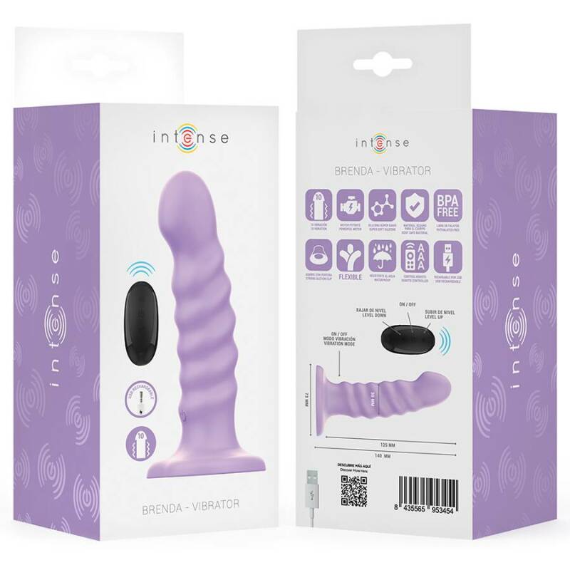 INTENSE - BRENDA VIBRATOR SIZE M SPIRAL DESIGN 10 VIBRATIONS PURPLE REMOTE CONTROL