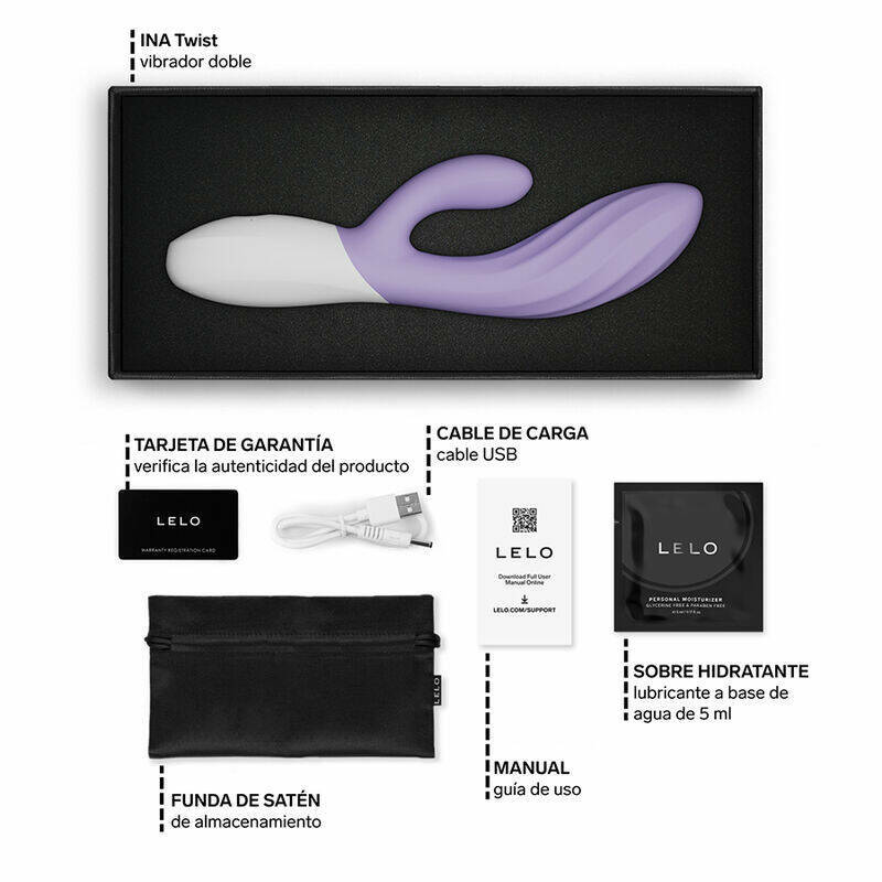 LELO - INA TWIST DOUBLE VIBRATOR RABBIT FOR G-SPOT AND CLITORIS LAVENDER