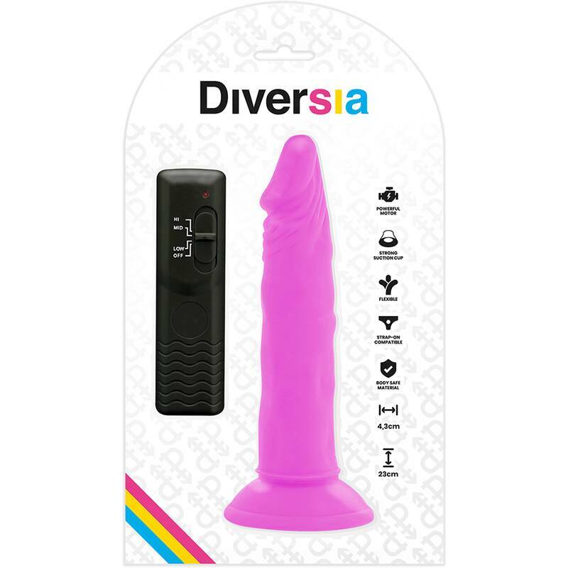 DIVERSIA - FLEXIBLE VIBRATING DILDO PURPLE 23 CM -O- 4.3 CM