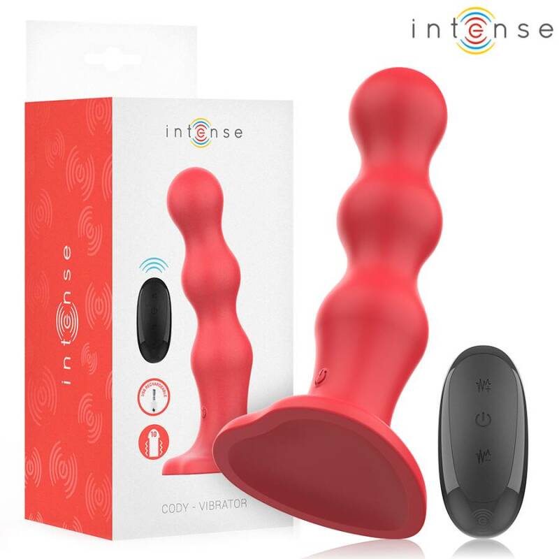 INTENSE - CODY VIBRATOR WITH SUCTION CUP RED REMOTE CONTROL